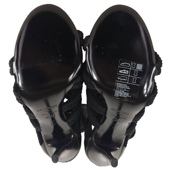 BALMAIN x H&M Sandal Boots Size 38 US 7 Womens Black Strappy Heels Pumps RARE! - Picture 8 of 12